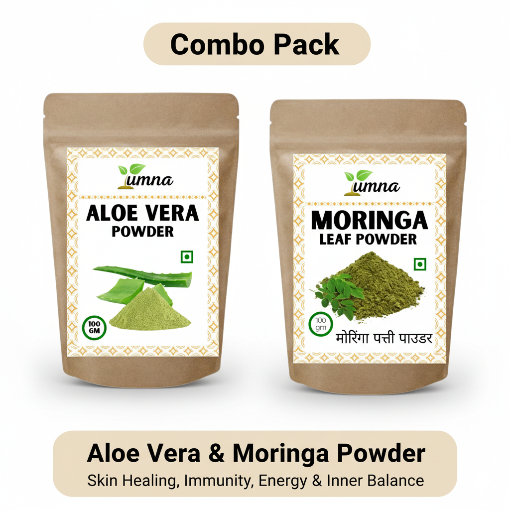 Pure Aloe Vera Moringa Powder for Skin Healing, Immunity, Energy & Inner Balance