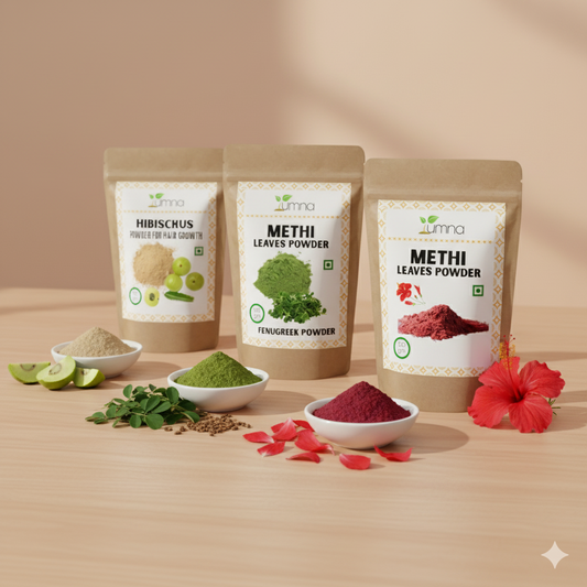 Amla Methi Hibiscus Powder for Hair Fall, Thickness & Shine